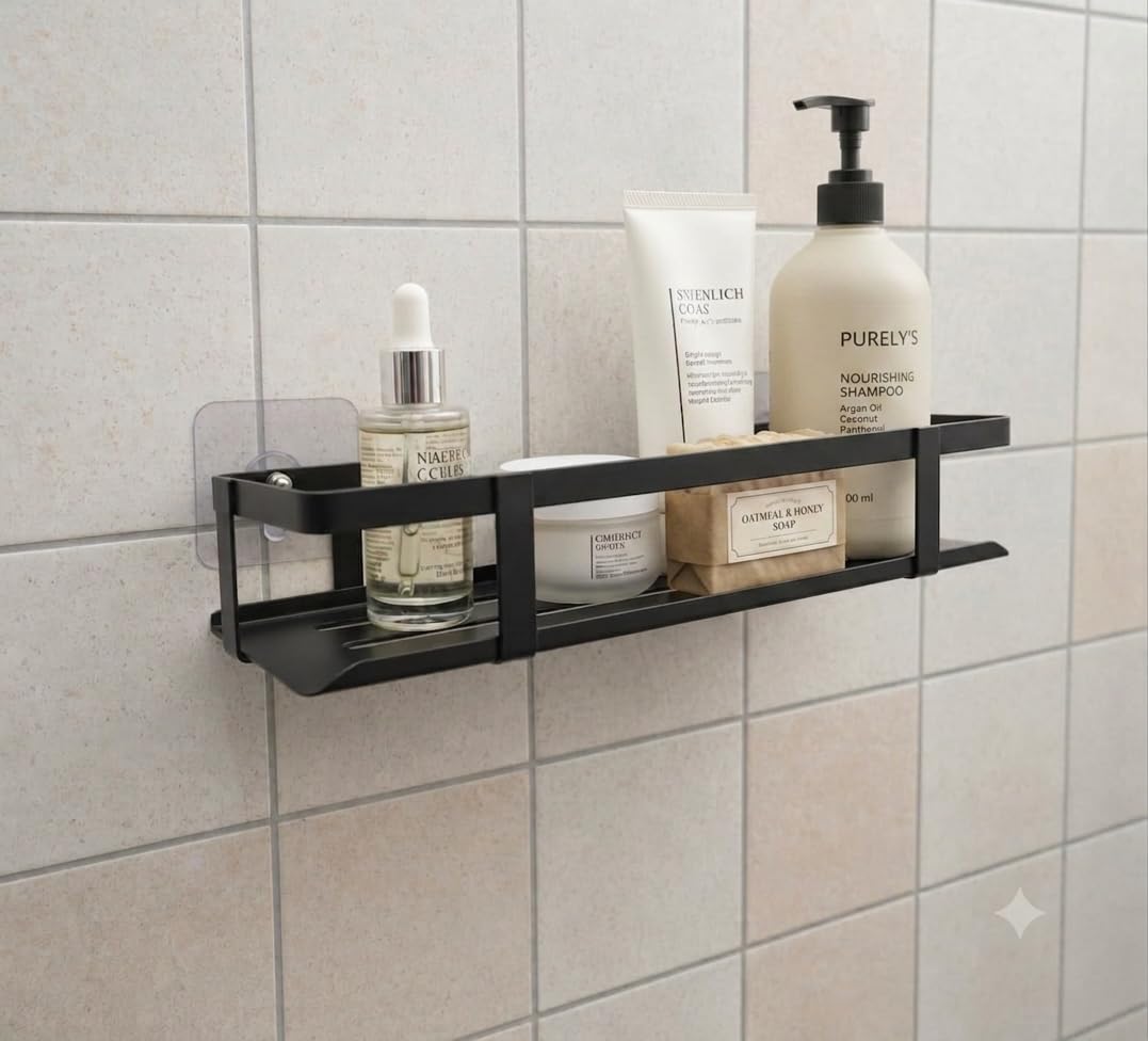 Dhrumit Bathroom Shelf Pack Of 1 | Self Adhesive Wall Mounted Organizer Rack | No Drill Storage Shelf For Shampoo Soap Bottles B