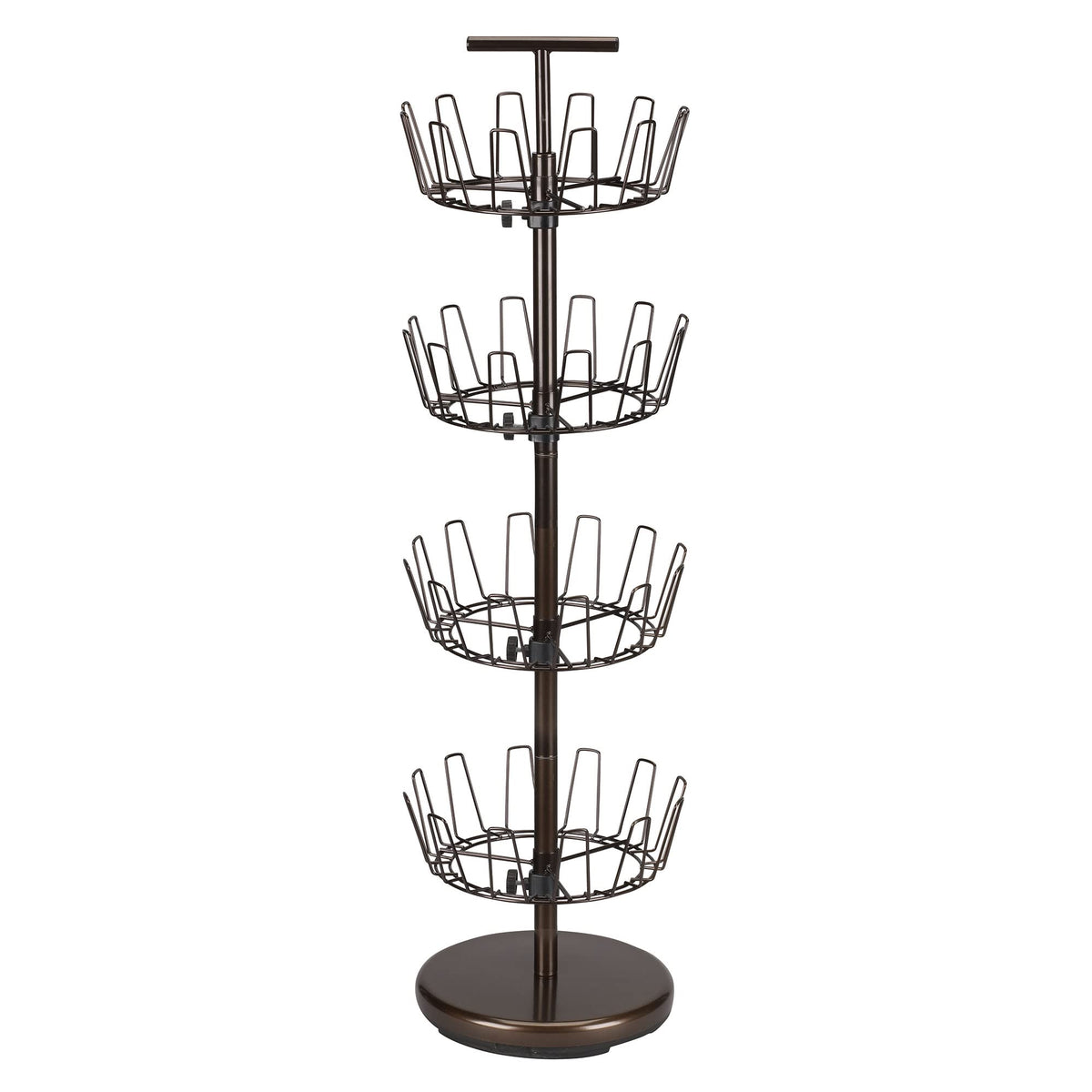 Household Essentials 2139-1 Metal Four-Tier Adjustable Revolving Shoe Rack | Holds up to 24 Pairs of Shoes | Antique Bronze Fini