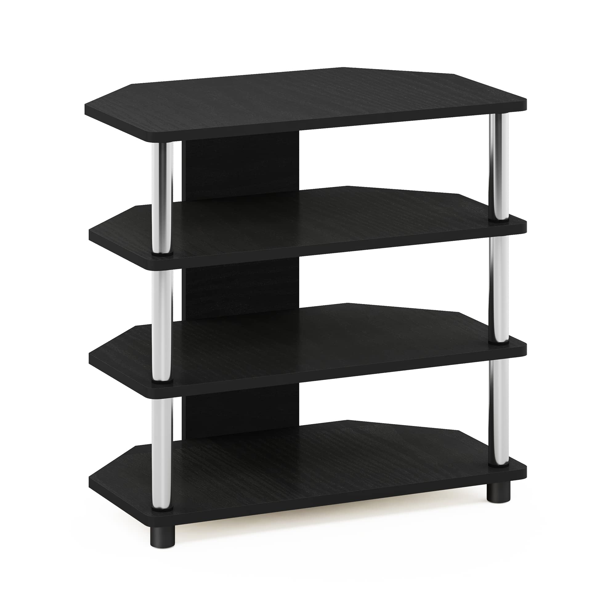 Furinno Turn-N-Tube Easy Assembly 4-Tier Petite Entertainment Center / TV Stand / TV Unit / TV Desk, Stainless Steel, Americano/