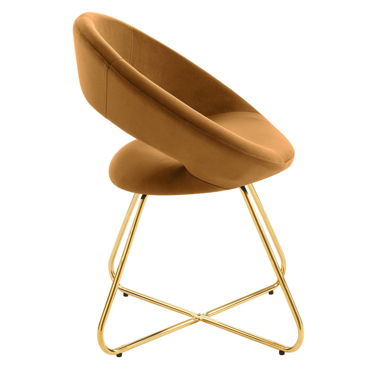 Modway Nouvelle 19&Quot; Velvet Dining Chairs In Gold/Cognac Brown (Set Of 2)