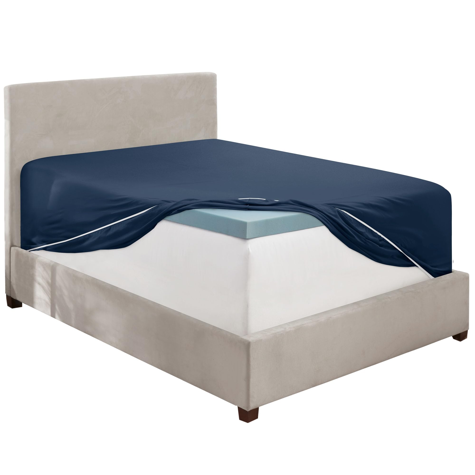 Hearth & Harbor Navy California King Fitted Sheet, Extra Deep Pocket Cal King Fitted Sheet Only, 1800 Microfiber Fitted Bed Shee