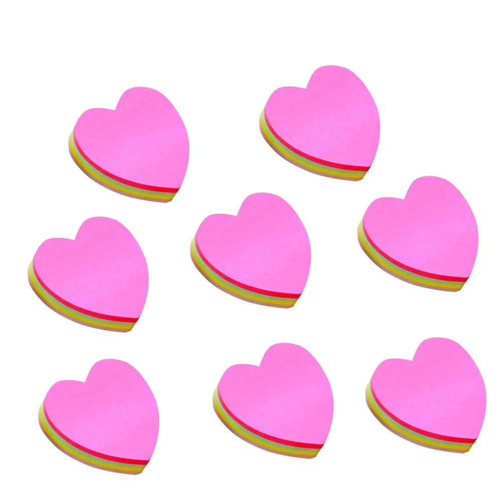 Yeji Random Color 8Pcs Sticky Notepads Self-Adhesive Paper Post Notes Heart Shape