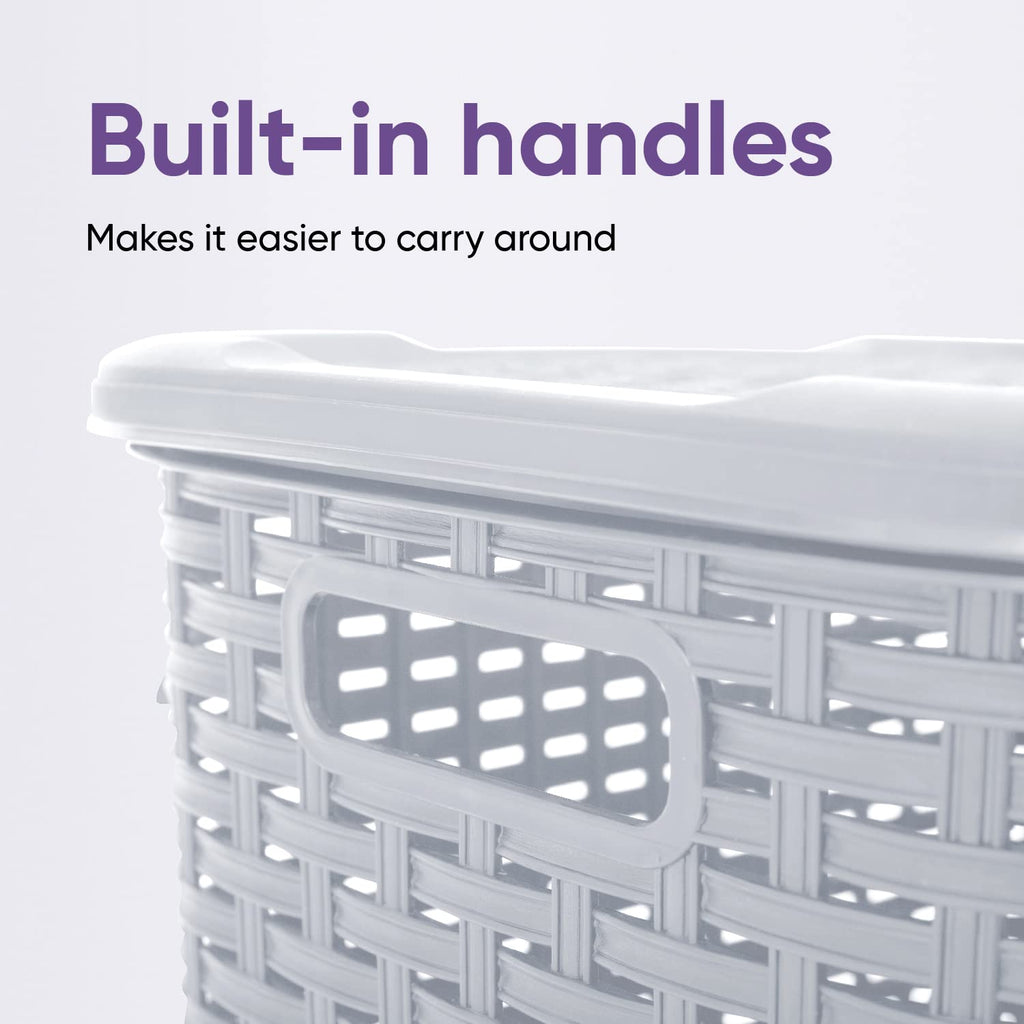Superio Slim Deluxe Laundry Hamper Wicker, 60 Liter Ivory, Beige, Model:502-503-504