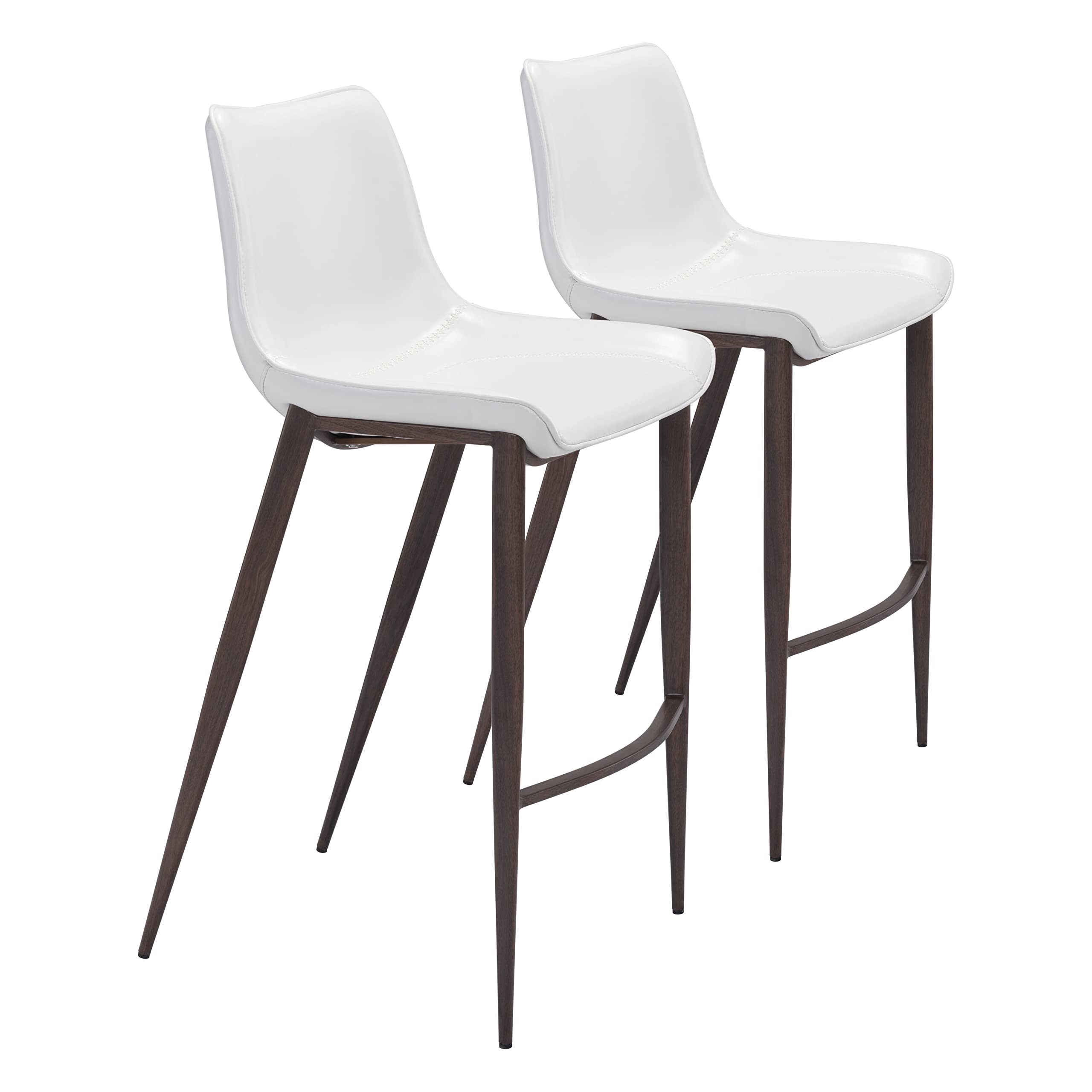 Magnus Bar Chair (Set of 2) White & Walnut