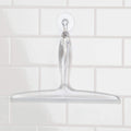 iDesign Plastic Bath Squeegee for Glass with Suction Hook Holder - 12'', Clear