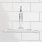 iDesign Plastic Bath Squeegee for Glass with Suction Hook Holder - 12'', Clear