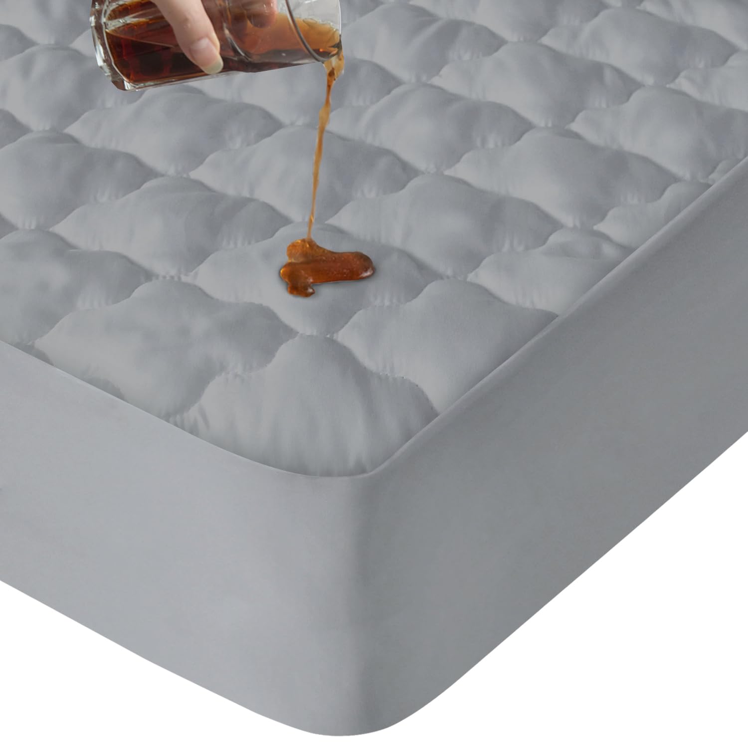 Queen Mattres Protector Pad Waterproof Quilted, Breathable & Cooling Queen Size Mattress Protector Cover Fitted With Deep Pocket