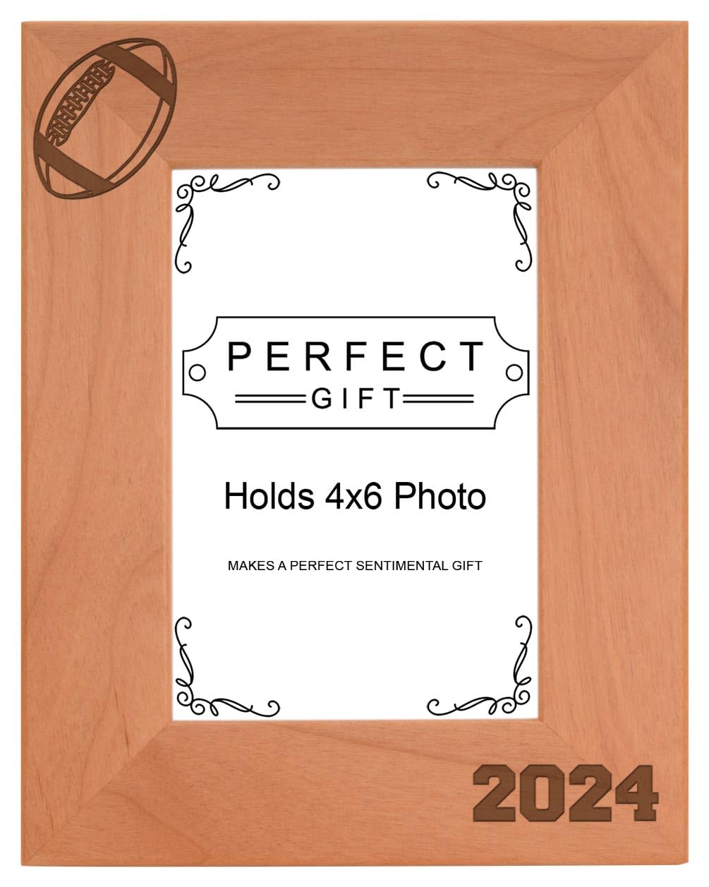 Personalized Gifts Football Frame 4x6 Football 2024 Photo Frame Football Team Wood Engraved 4x6 Portrait Picture Frame