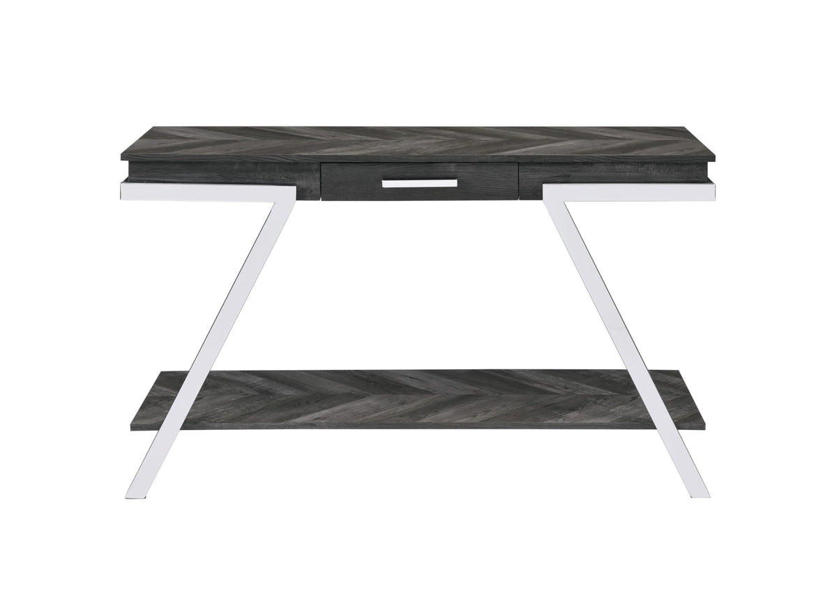 Steve Silver Co Roma Sofa Silvershield Top, Legs, Rustic Contemporary Style in Shadow Finish Table, 47.5 x 15.75 x 29.5, Dark Grey/Chrome