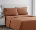 Clara Clark Bed Sheets, Premier 1800 Series 4 Piece Bed Sheet Set, Deep Pocket, Wrinkle, Fade, Stain Resistant, Luxury Soft Bedding Sheets & Pillowcases, King, Burnt Sienna