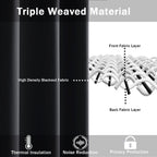 Jiuzhen Black Blackout Curtains With Tiebacks - Thermal Insulated, Light Blocking And Noise Reducing Grommet Curtain Drapes For Bedroom And Living Room, Set Of 2 Panels, 38 X 54 Inch Length
