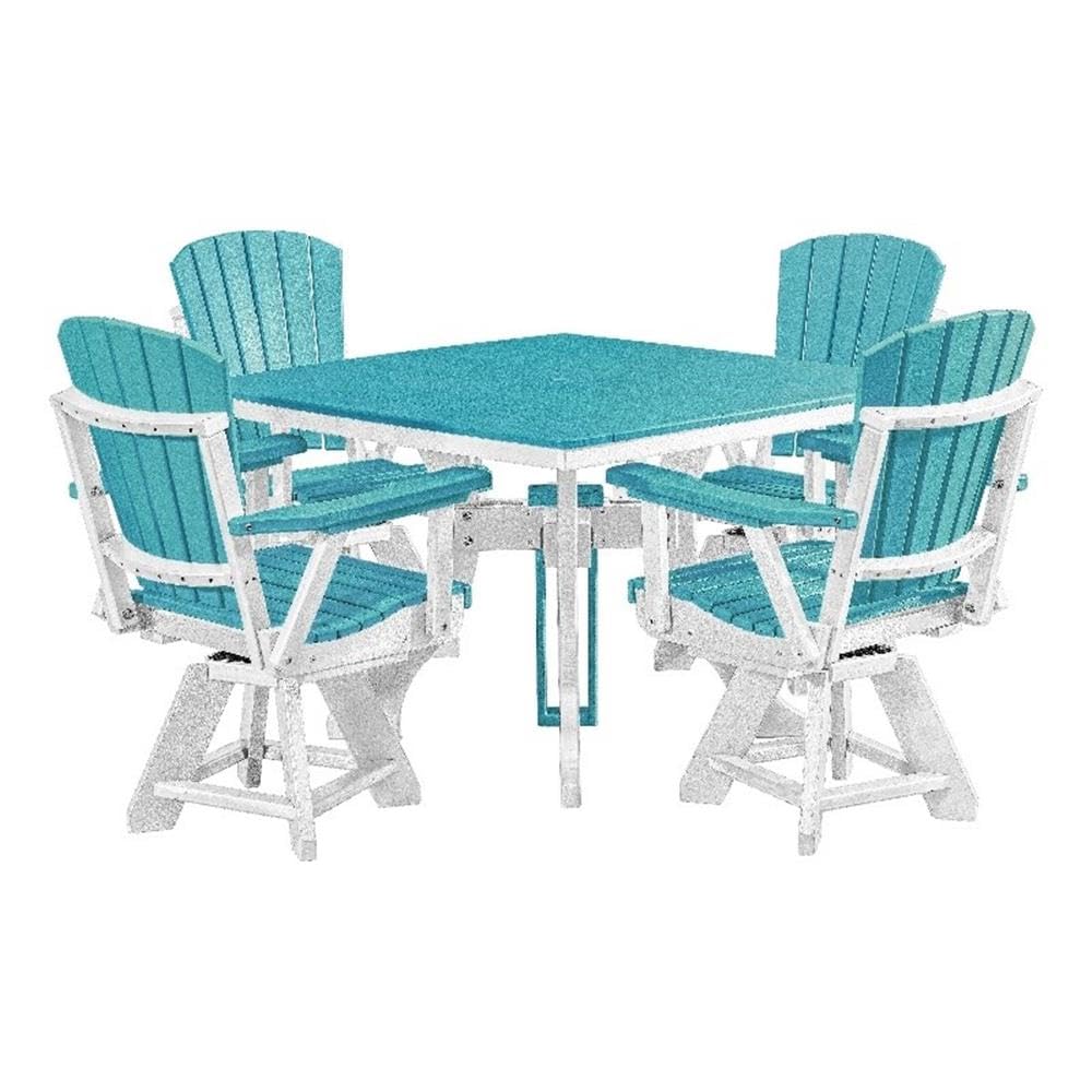 American Furniture Classics Square Dining Set, Counter Height, Aruba Blue And White