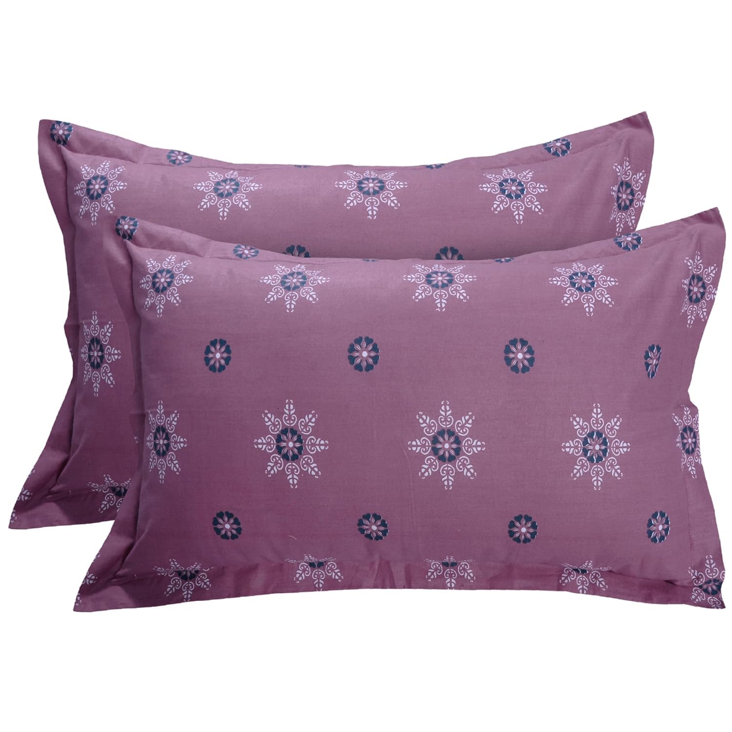 Huesland By Ahmedabad Cotton 144 Tc Cotton Pillow Cover Set Of 2  Pink & Magenta