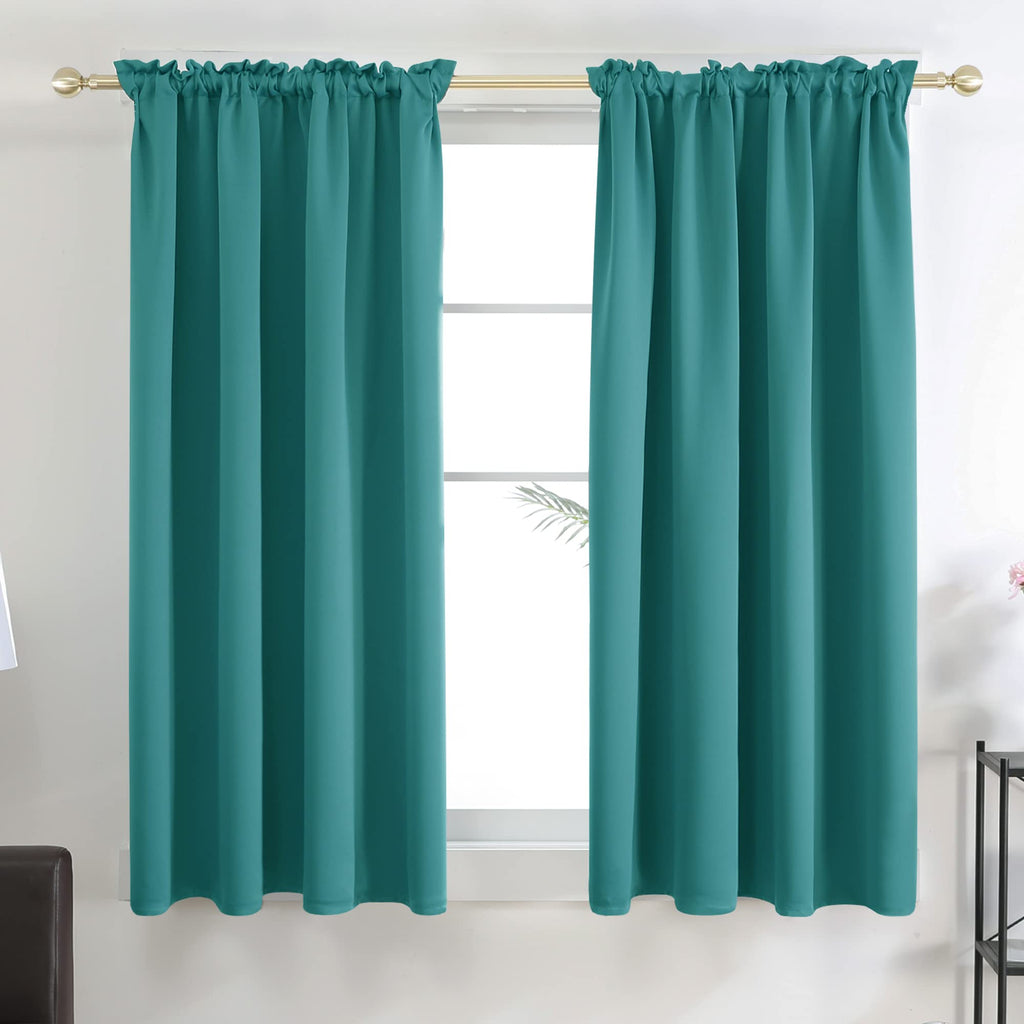 Deconovo Teal Curtains 63 Inch Length 2 Panels, Room Darkening Thermal Curtain Panels For Bedroom - 42W X 63L Inch, Teal, Set Of 2