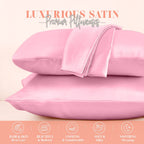 Elegant Comfort Silky And Luxurious 2-Piece Satin Pillowcase Set For Healthier Skin And Hair, Hidden Zipper Closure And Beautifully Packaged, Satin Pillowcase Set, Standard/Queen, Light Pink