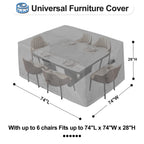 Outdoorlines Outdoor Waterproof Patio Table Furniture Set Covers - Square Couch Sectional Cover Outside Weatherproof Patio Furniture Covering For Deck, Lawn And Backyard 74' L X 74' W X 28' H, Grey