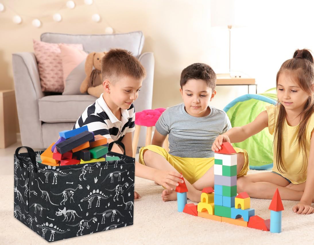 Hiyagon Rectangular Dinosaur Basket Baby Storage Baskets Kids Toy Basket For Boy And Girls Gift Basket Empty Cute Storage Bin Or