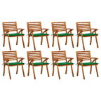 vidaXL 8X Solid Acacia Wood Patio Chairs with Cushions Wooden Furniture Garden Outdoor Terrance Backyard Dining Chair Seating Armchair
