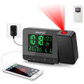 SMARTRO SC31B Digital Projection Alarm Clock with Weather Station, Indoor Outdoor Thermometer, USB Charger, Dual Alarm Clocks fo