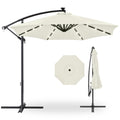 Best Choice Products 10ft Solar LED Offset Cantilever Hanging Market Patio Umbrella, 8 Sturdy Ribs, Easy Adjustment - Ivory