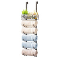 HapiRm 9-Tier Over The Door Towel Racks for Bathroom - Wall Mount Towel Holder with Metal Shelf Basket - Rolled Towel Storage Do