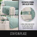 Sofa Shield Patented Couch Cover, Large Furniture Protector With Straps, Reversible Tear And Stain Resistant Slipcovers, Quilted Microfiber 88” Seat, Washable Covers For Dogs, Kids, Seafoam Cream