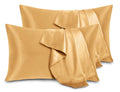 P Pothuiny 4-Piece Satin Pillowcases Queen Size Luxury Gold Silky Satin Pillow Cases For Hair And Skin, Wrinkle Fade Resistant,