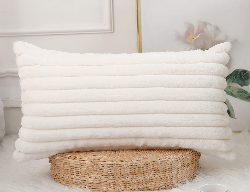 PANOD Faux Fur Decorative Lumbar Throw Pillow Covers 14 x 26,Long Boho Lumbar Pillow Covers Pillow Case Cushion Case for Couch B