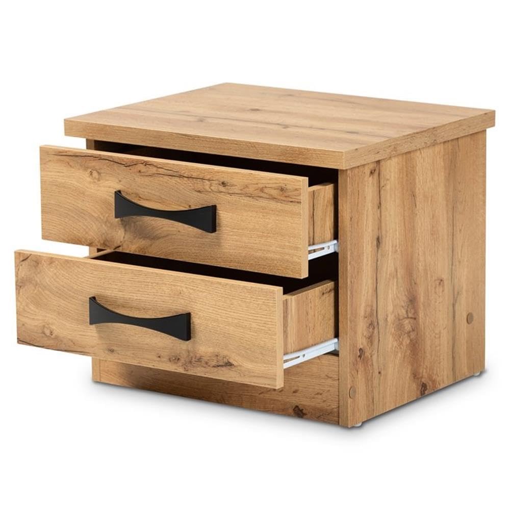 Baxton Studio Colburn Modern And Contemporary Oak Brown Finished Wood 2Drawer Nightstand