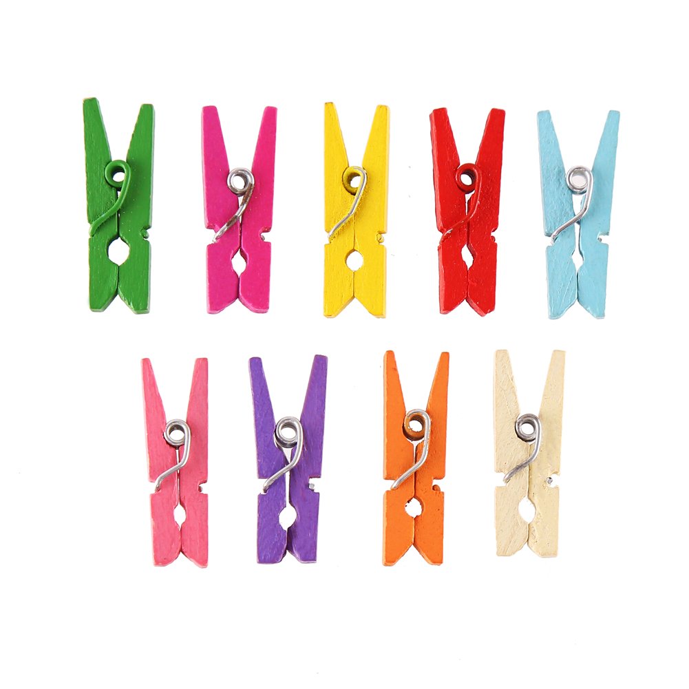 Decora 2.5Cm Multicolor Wood Mini Clothespin 72 Pieces In One Package