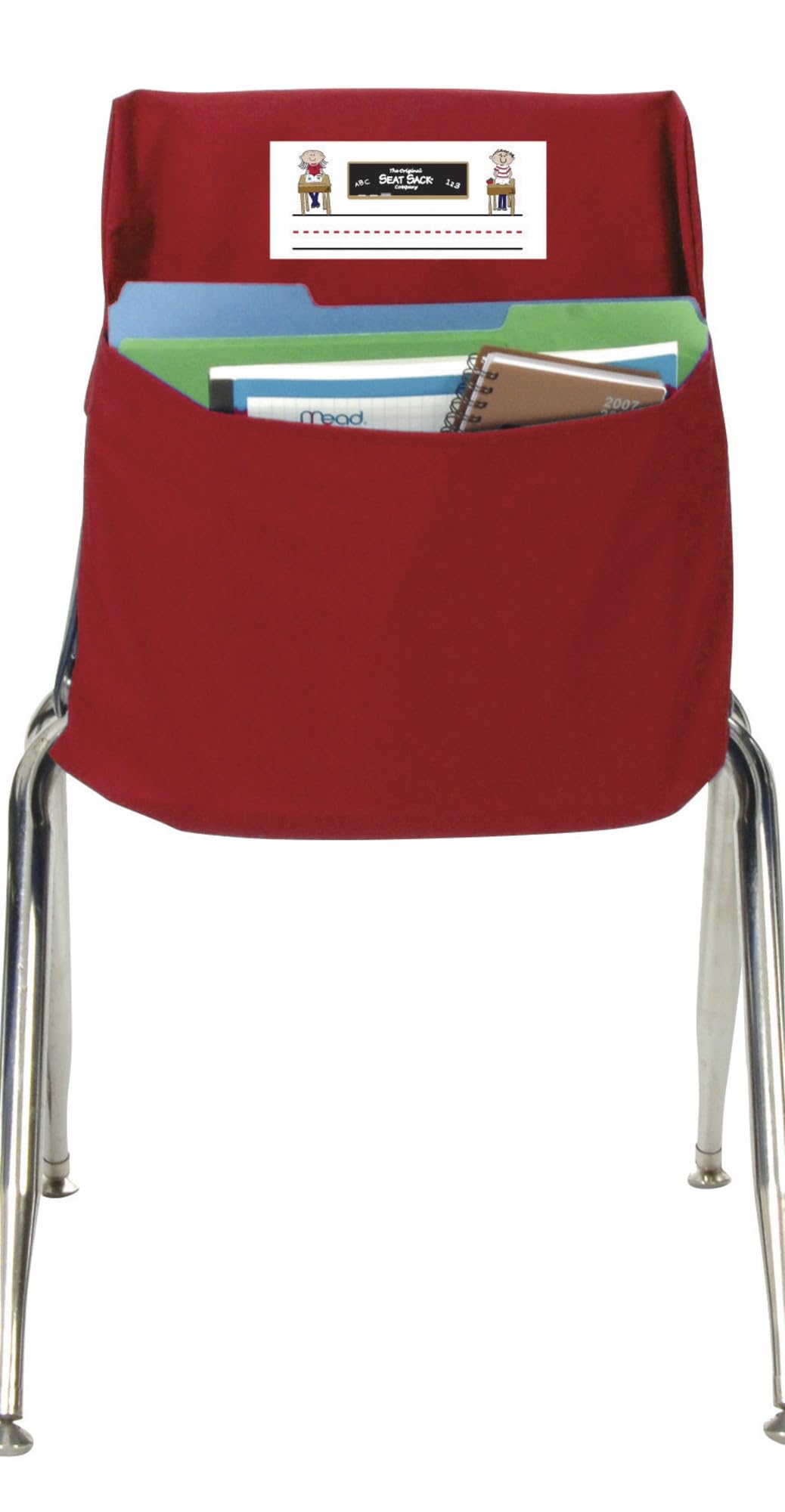 Seat Sack Standard Chair Storage Pocket  14 Inches Red  Perfect Organizer For Classroom Chairs, Durable And Spacious, Storage