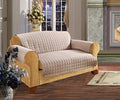 Elegance Linen Quilted Pet Dog Children Kids - Furniture Protector- Microfiber Slip Cover Natural Sofa