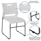 Flash Furniture Hercules Series 881 Lb. Capacity White Sled Base Stack Chair With Air-Vent Back