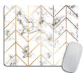Marble Texture Mouse Pad, Golden Geometric Lines Mousepad, Black And White Marbling Surface Mouse Pad