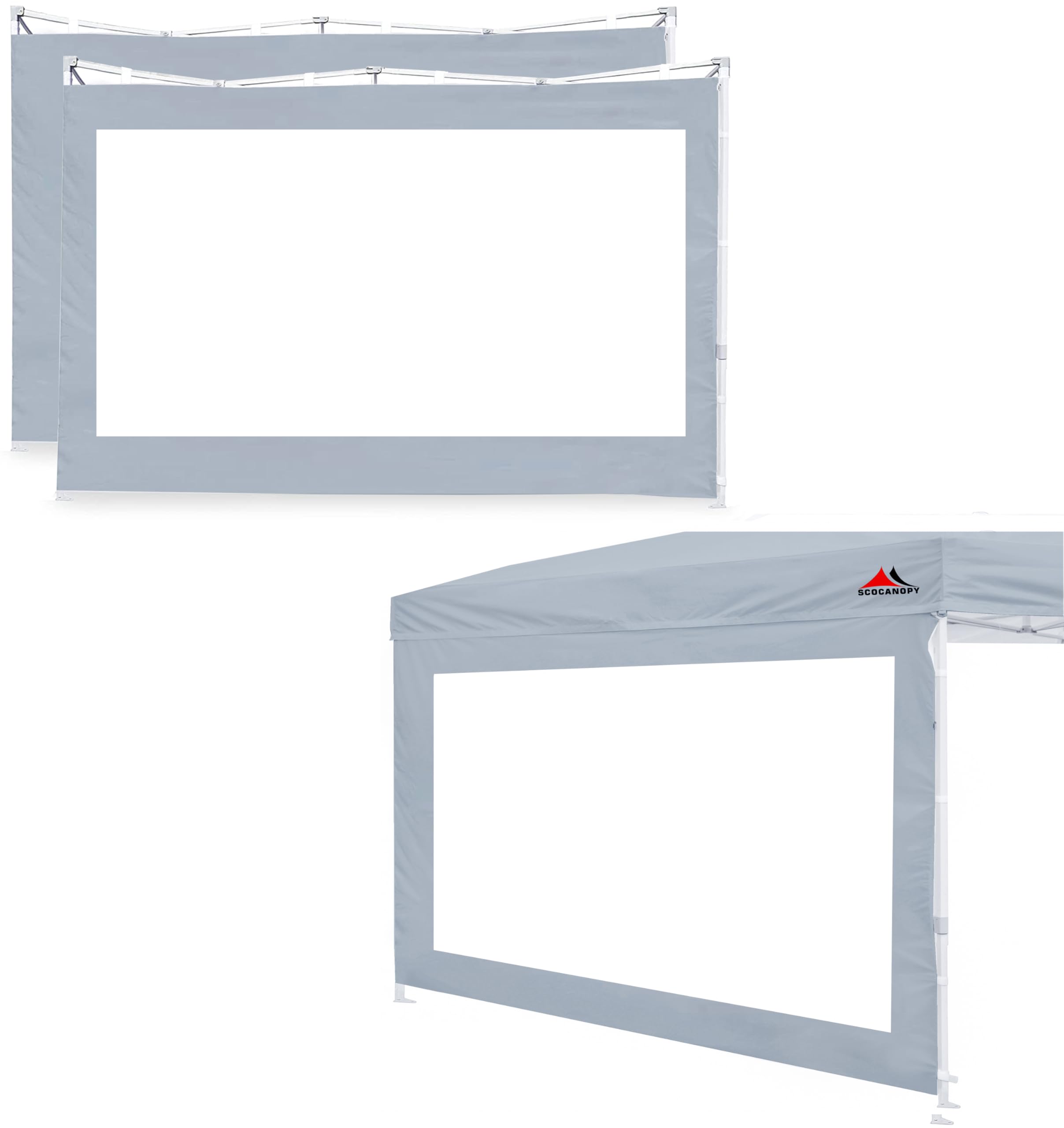 Scocanopy Clear Window Sidewall For 12X12 Canopy Frame, 3 Pack Sunwalls Only,(Light Grey)