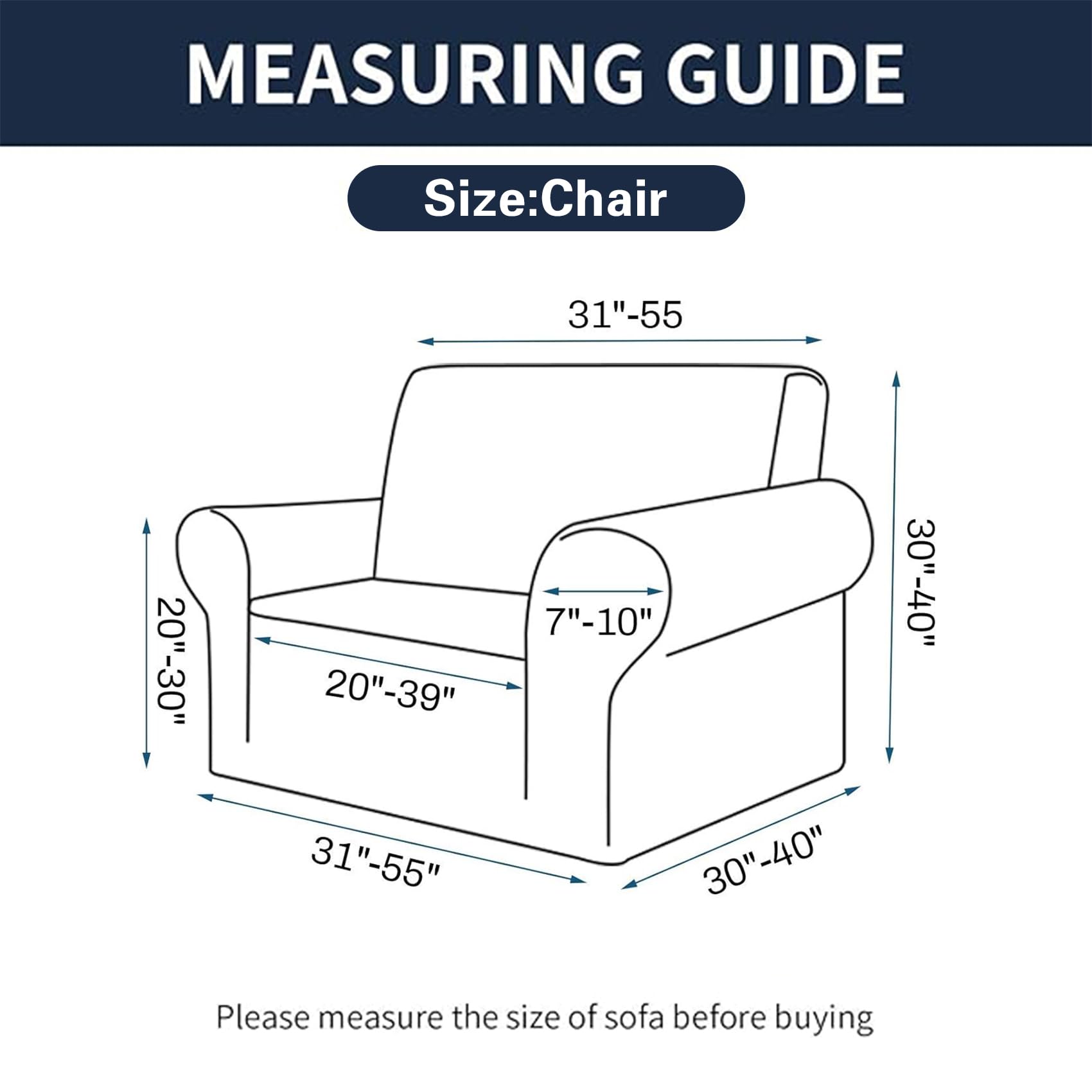 2025 New Stretch Chair Sofa Slipcovers Couch Cover For 1 Seater Furniture Protector Sofa Covers With Elastic Bottom Jacquard Fabric Small Checks For Pets, Kids - Charcoal
