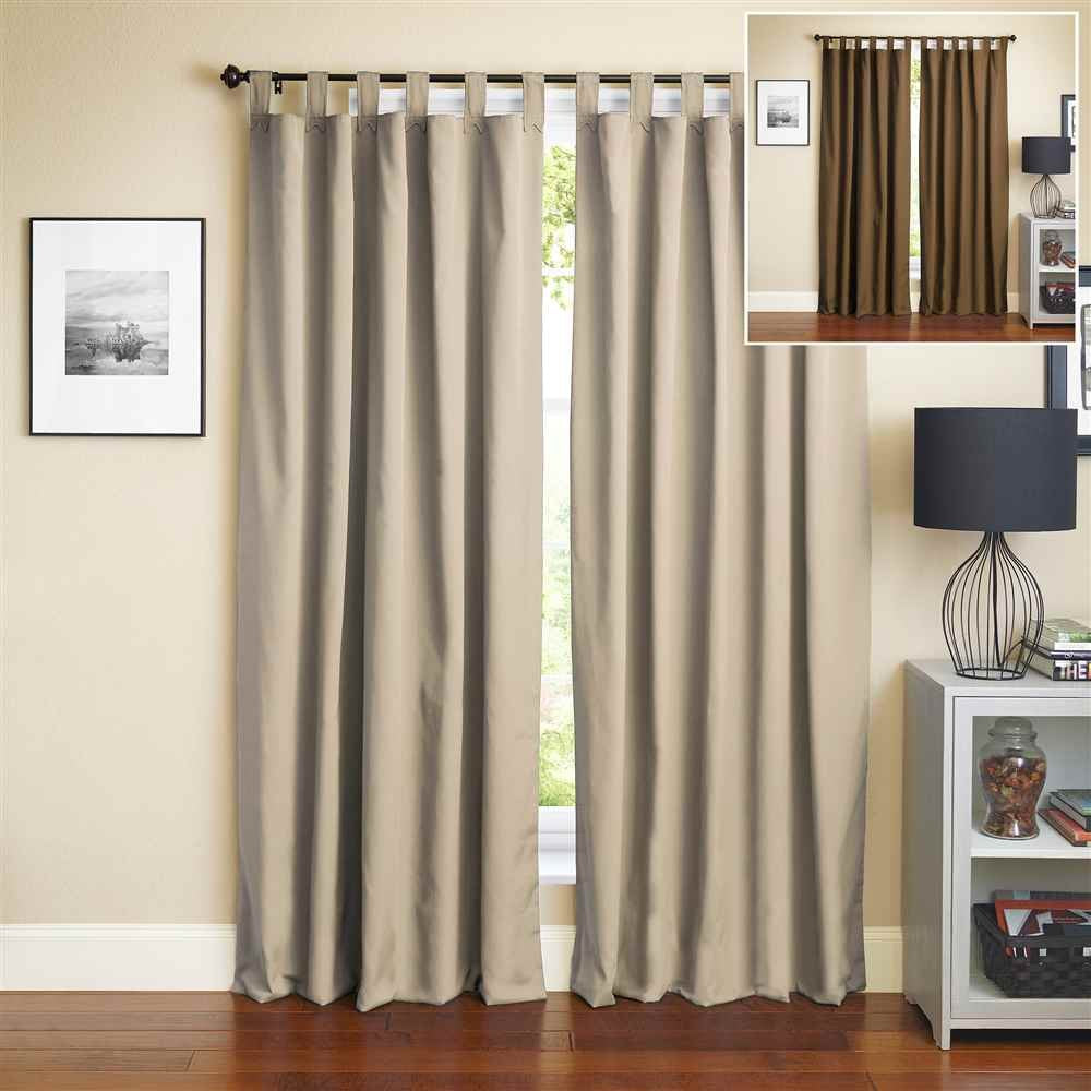 Blazing Needles Two-Tone Reversible Tab Top Twill Curtain Panels, 84" by 52", Chocolate/Toffee 2 Count