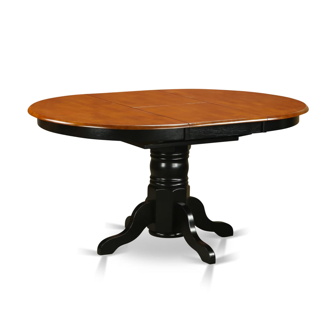 East West Furniture AVAT7-BLK-W 7 Piece Modern Dining Table Set Consist of an Oval Wooden Table with Butterfly Leaf and 6 Dining Room Chairs, 42x60 Inch, Black & Cherry