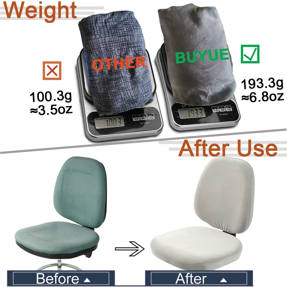 Buyue Task Office Chair Cover, Super Soft Velvet Stretch Washable Computer Desk Armless Chair Slipcover Dustproof Protectors (Set Of Light Grey)