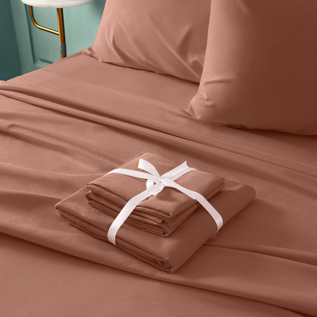 Bysure 6 Pieces Bed Sheets Set(Full, Chocolate Brown) - Hotel Luxury Super Soft 1800 Thread Count 100% Microfiber Sheets With De