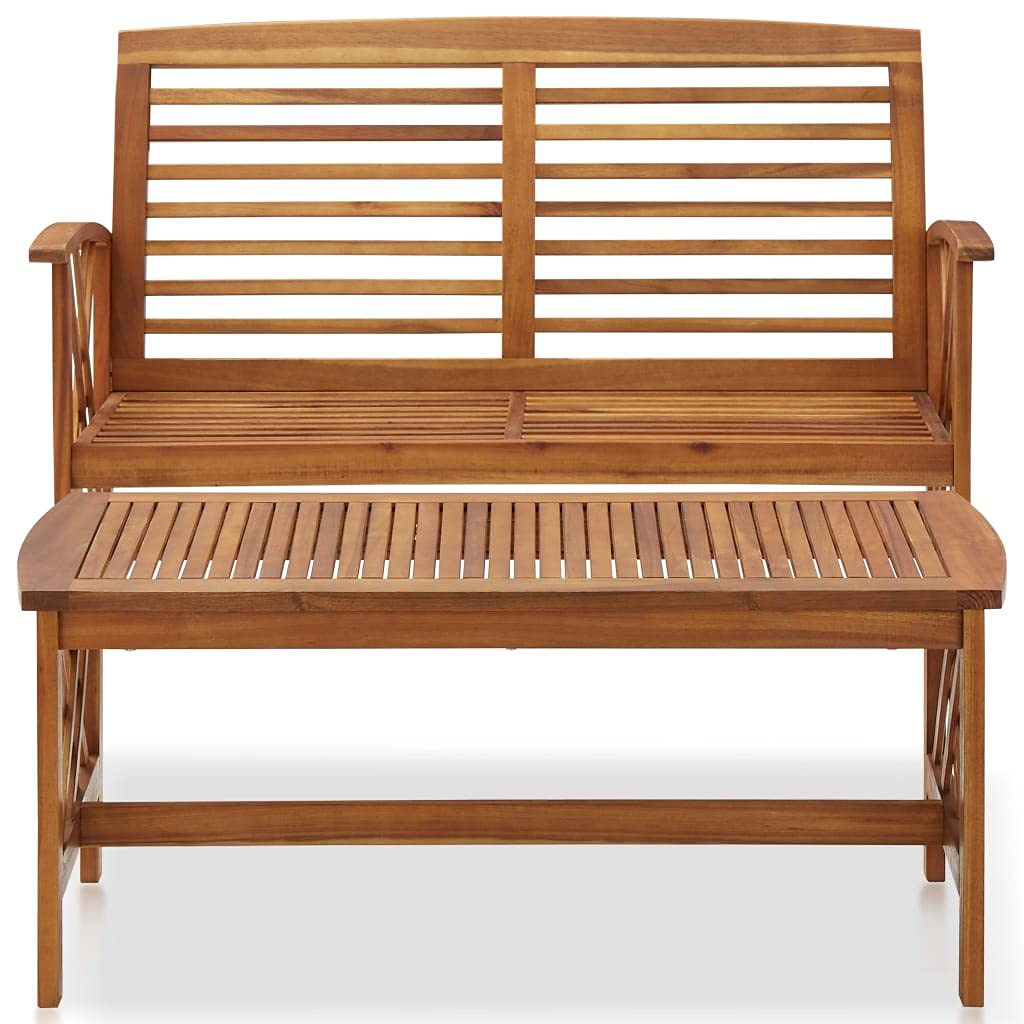 vidaXL Wooden Patio Lounge Set with Bench and Coffee Table - Solid Acacia Wood Lounge Set - Vintage Style Outdoor Furniture, Brown