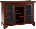 Crosley Furniture LaFayette Sliding Top Bar Cabinet with Storage Shelves, Drawer, and Wine Rack, Vintage Mahogany