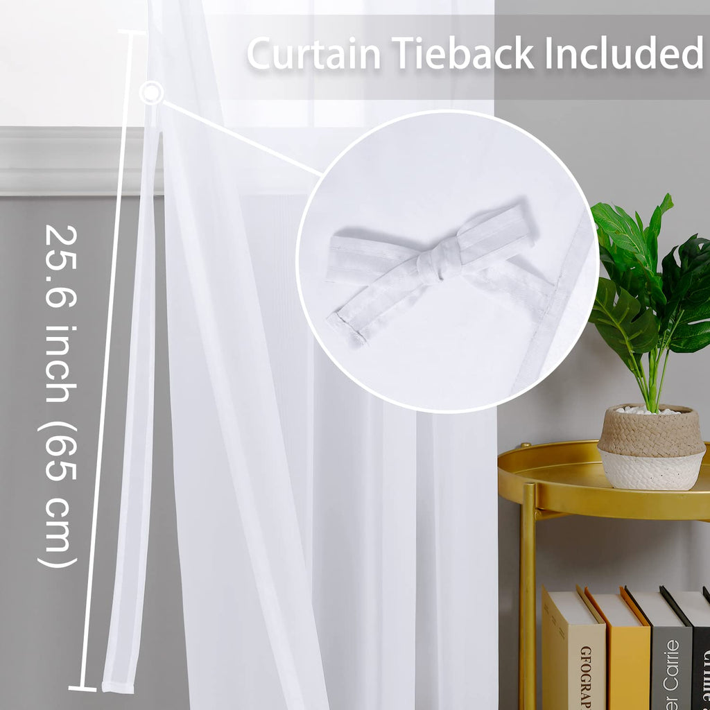Hiasan White Sheer Curtains For Bedroom With Tiebacks, Grommet Light Filtering Extra Wide Voile Texture Window Curtains For Living Room, Kids' Room And Nursery, W70 X L84, 2 Soft Drape Panels