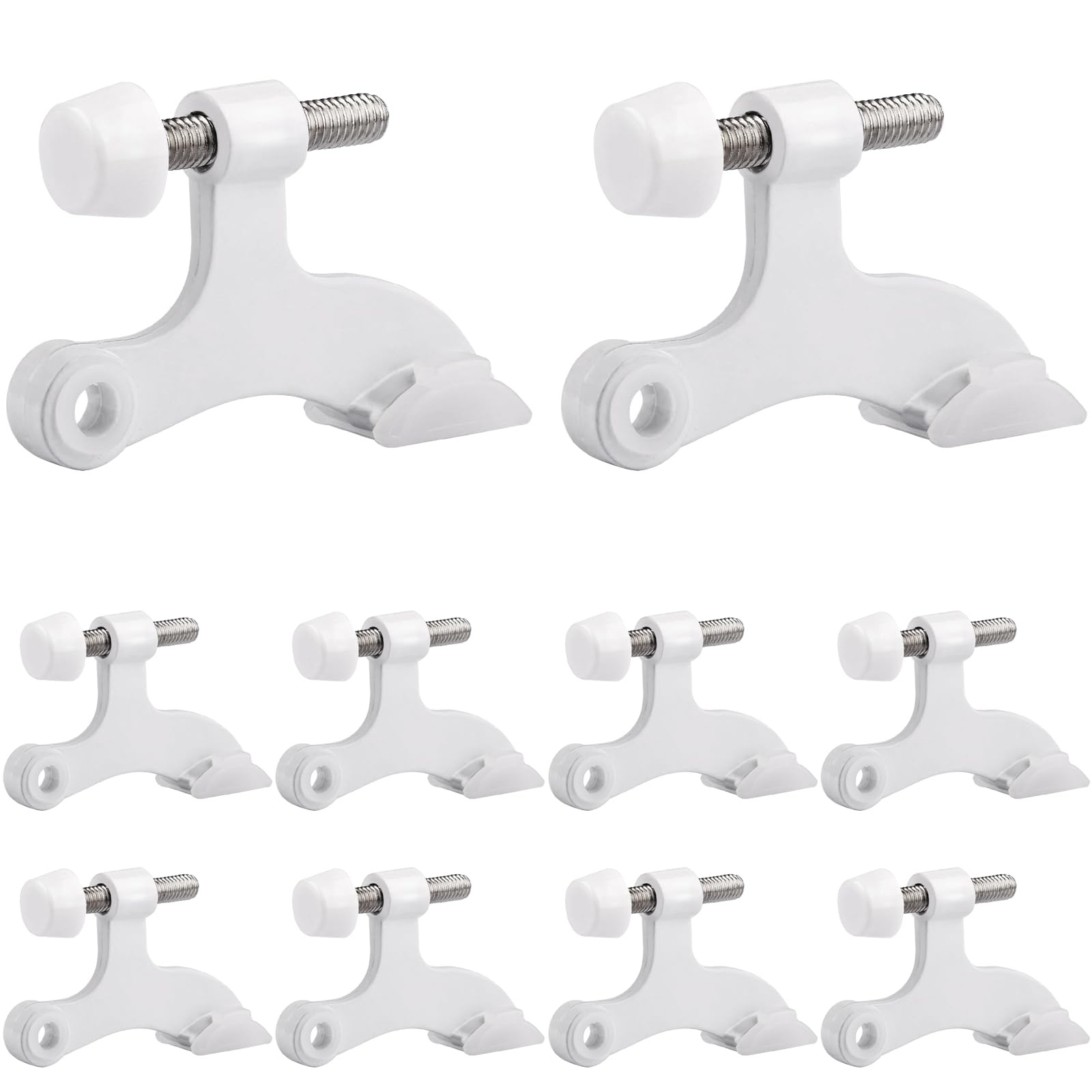Obtanim 8 Pack Hinge Pin Door Stopper Heavy Duty Metal Adjustable Door Stops With Rubber Bumper Tips (White)