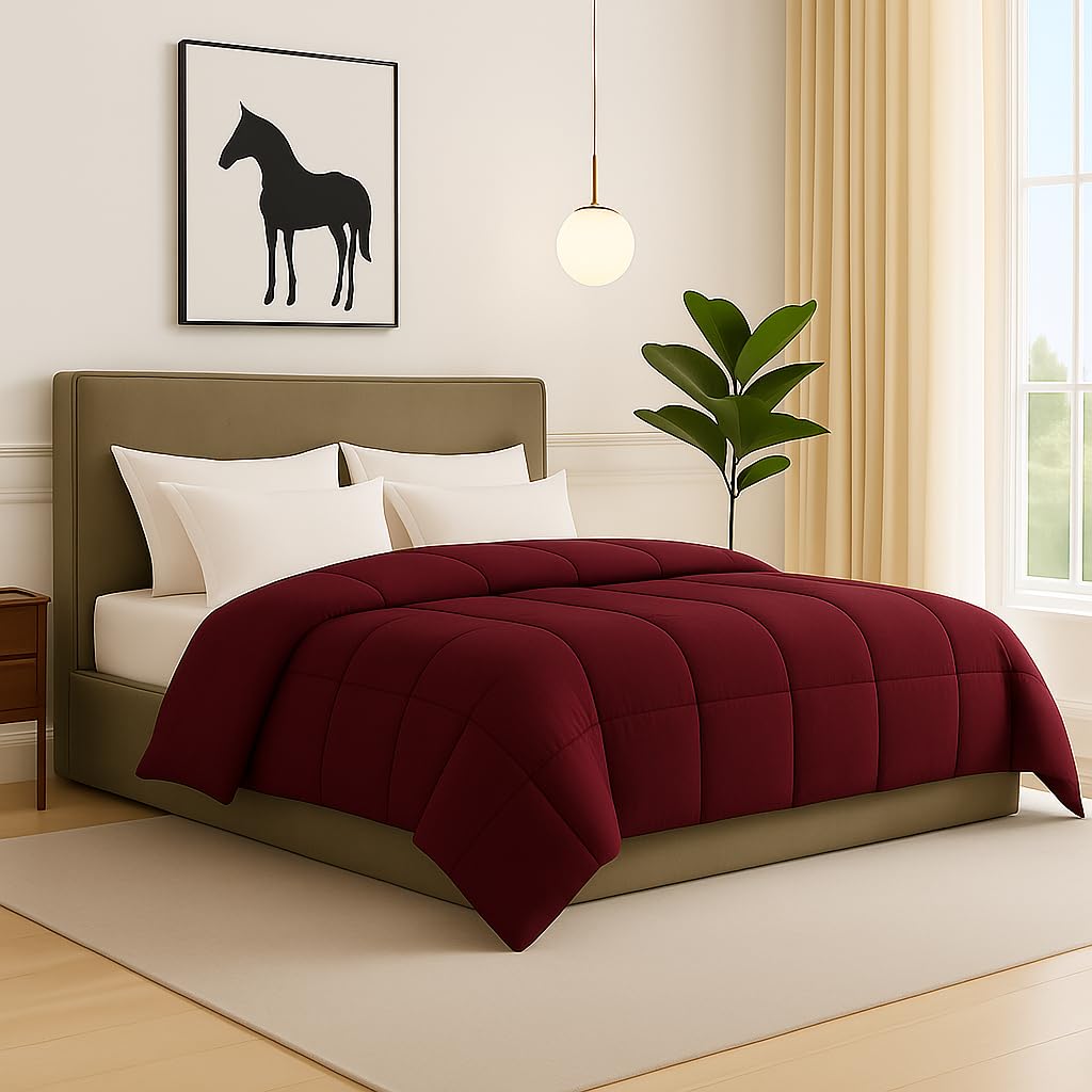 Bright Dcor AllSeason 300 GSM 1Piece DoubleReversible Bed Comforter/Quilt/Blanket/Rajai  Down Alternative Quilted Duvet Inse