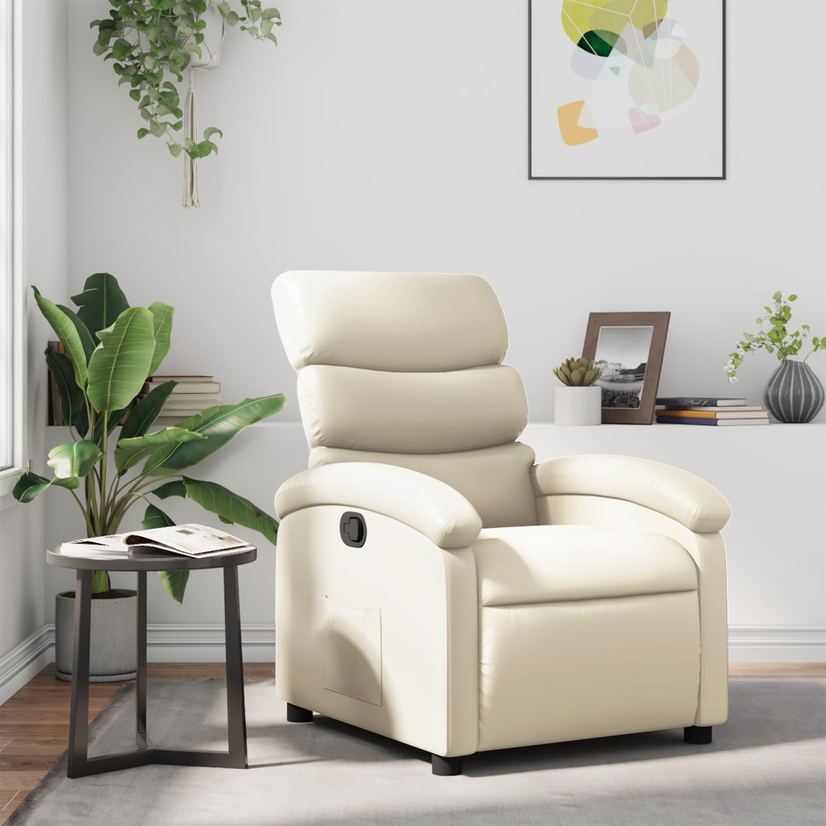 vidaXL Reclining Armchair, Seat with Armrest Back, Television Lounge Chair, Office Chair, Synthetic Leather Cream