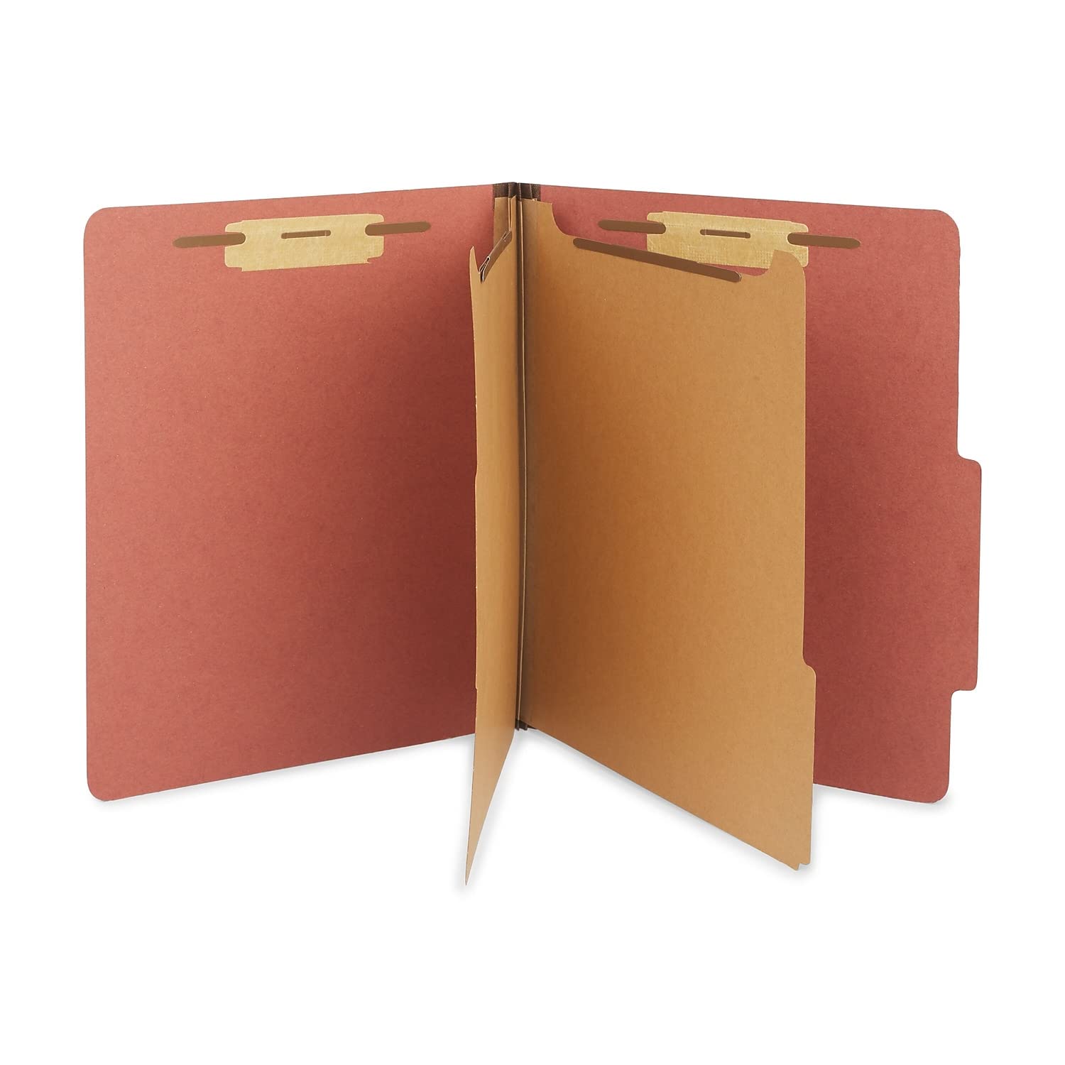 Staples 100% Recycled Classification Folders, Letter, 2 Partitions, Red, 20/Box