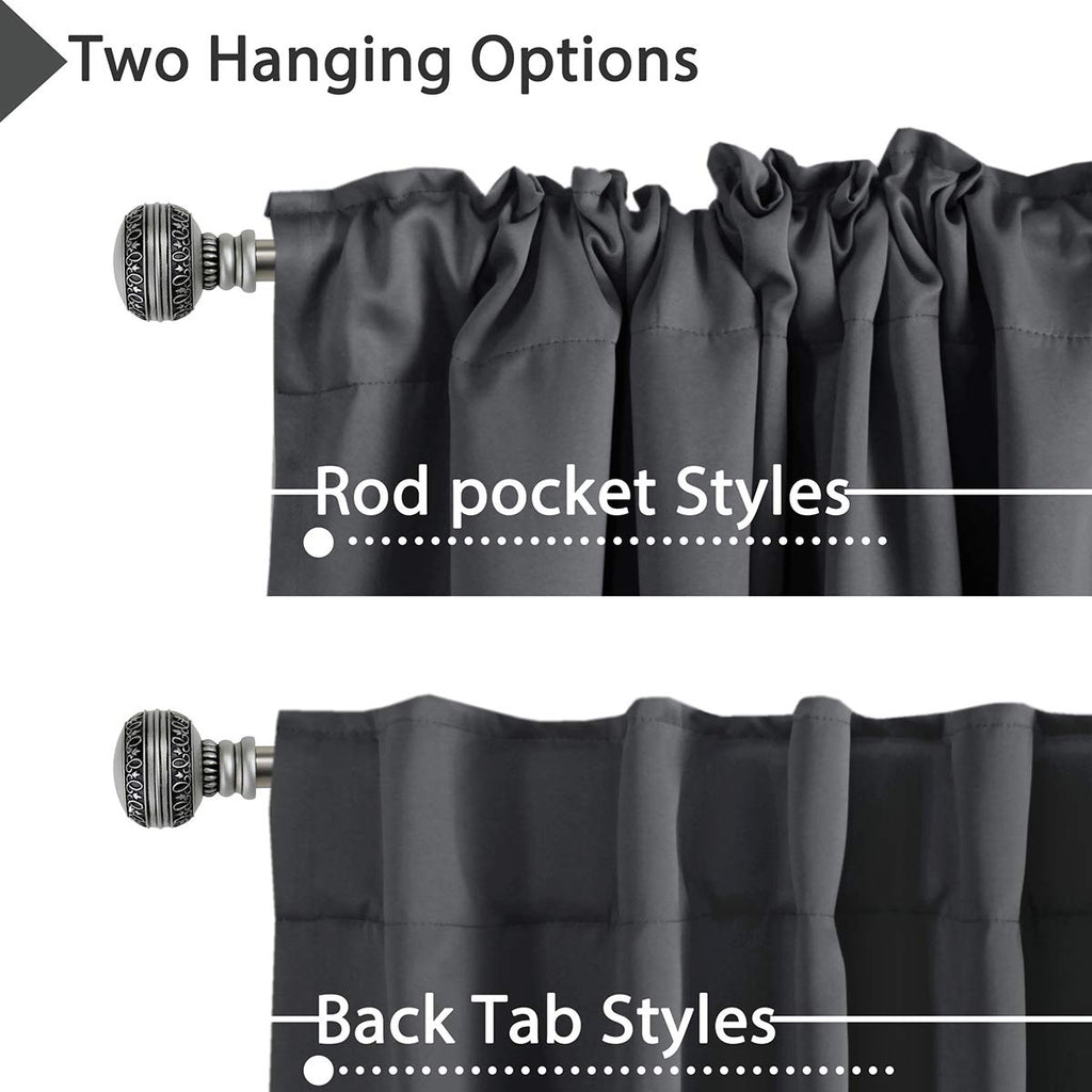 H.Versailtex Blackout Curtains Thermal Insulated Window Treatment Panels Room Darkening Blackout Drapes For Living Room Back Tab/Rod Pocket Bedroom Draperies, 52 X 96 Inch, Charcoal Gray, 2 Panels