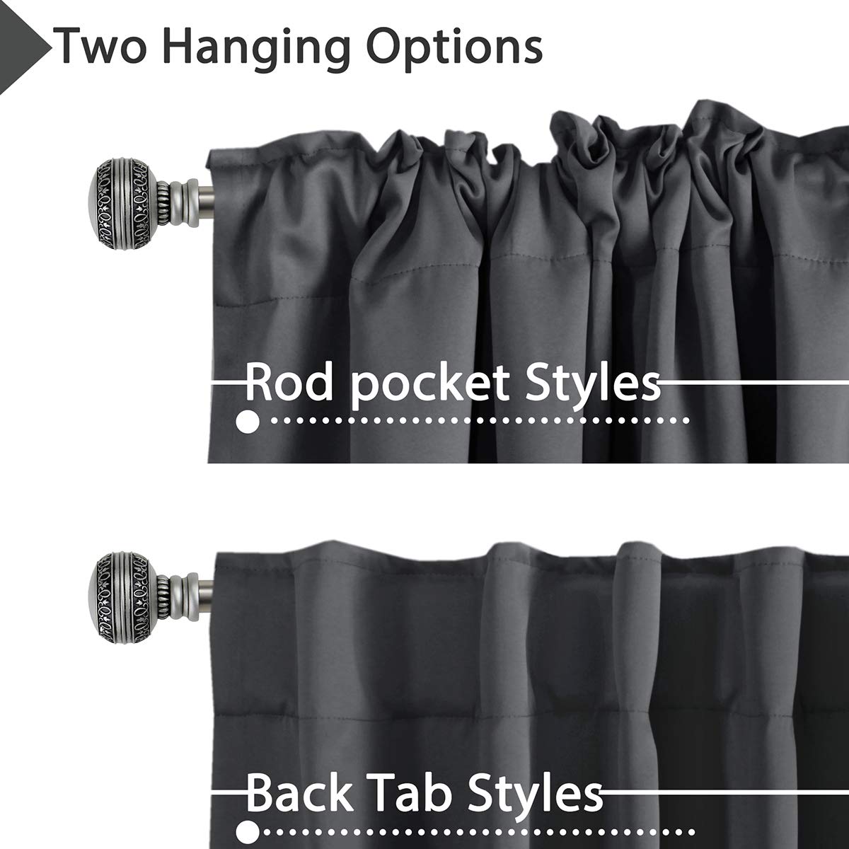 H.Versailtex Blackout Curtains Thermal Insulated Window Treatment Panels Room Darkening Blackout Drapes For Living Room Back Tab/Rod Pocket Bedroom Draperies, 52 X 96 Inch, Charcoal Gray, 2 Panels