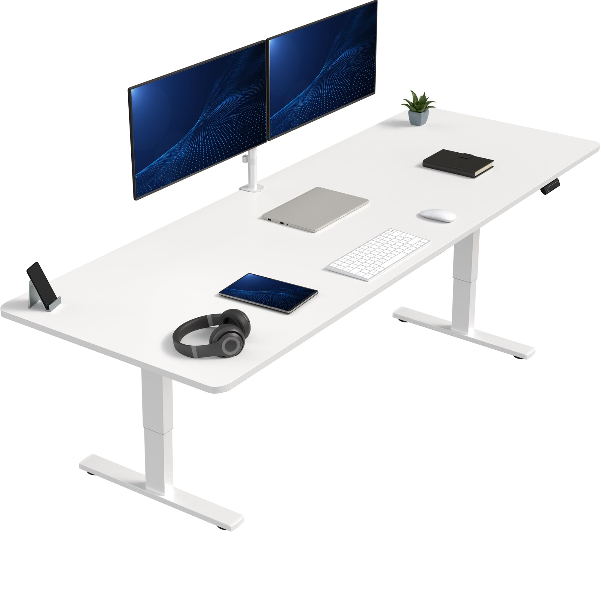 VIVO Large Electric 83 x 30 in Standing Desk, Memory Height Adjustment, 1B Series, Holds 220 lbs, White Top White Frame, DESK-KI